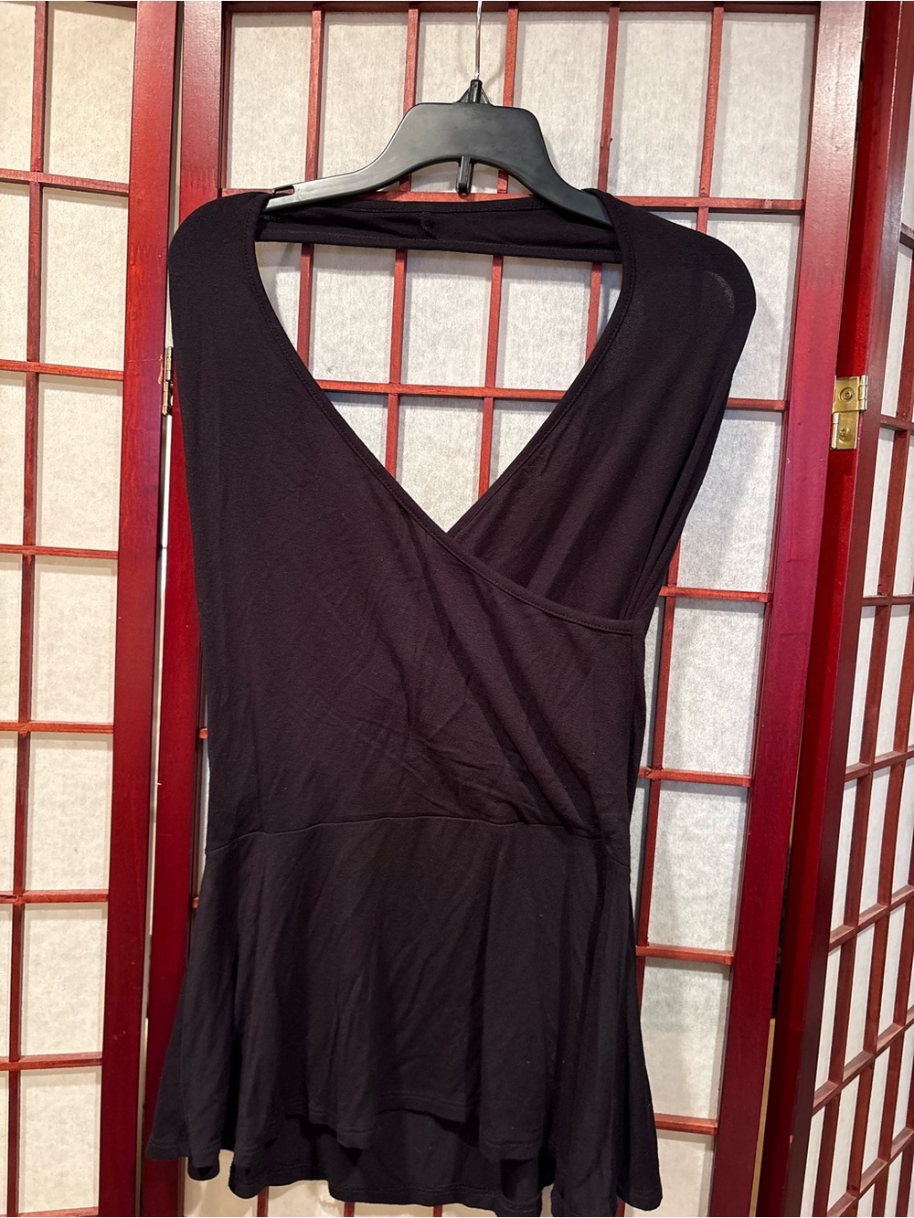 TeenBell Black One-Shoulder Wrap Peplum Dress